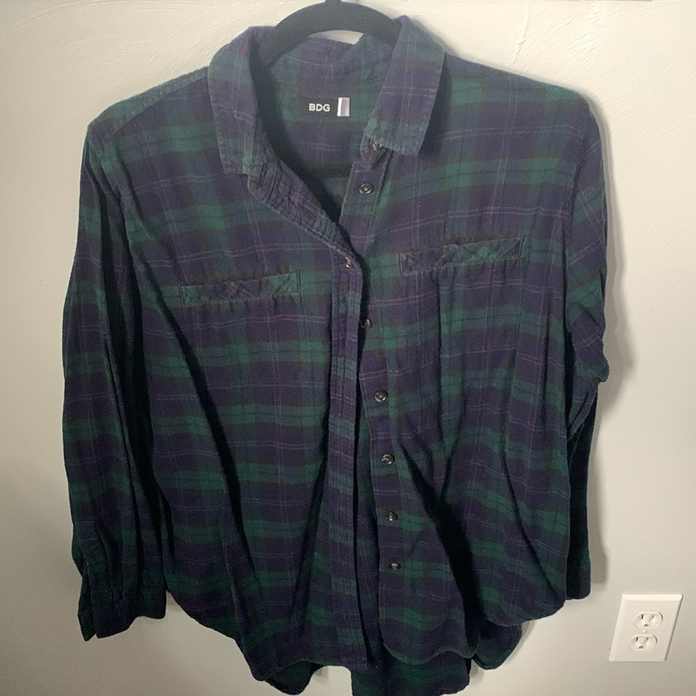 BDG Urban Outfitters Flannel Blue Green